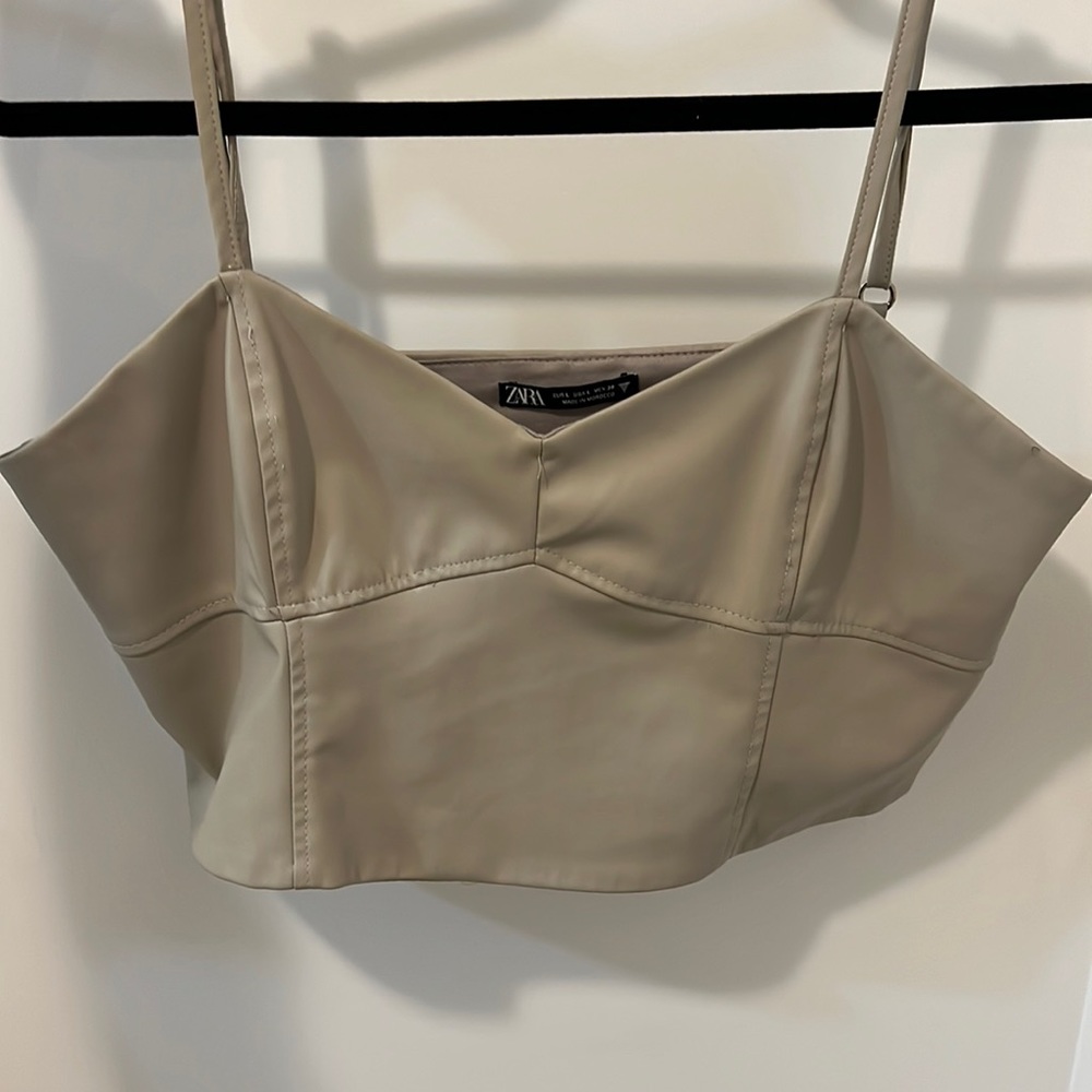 ZARA faux leather crop